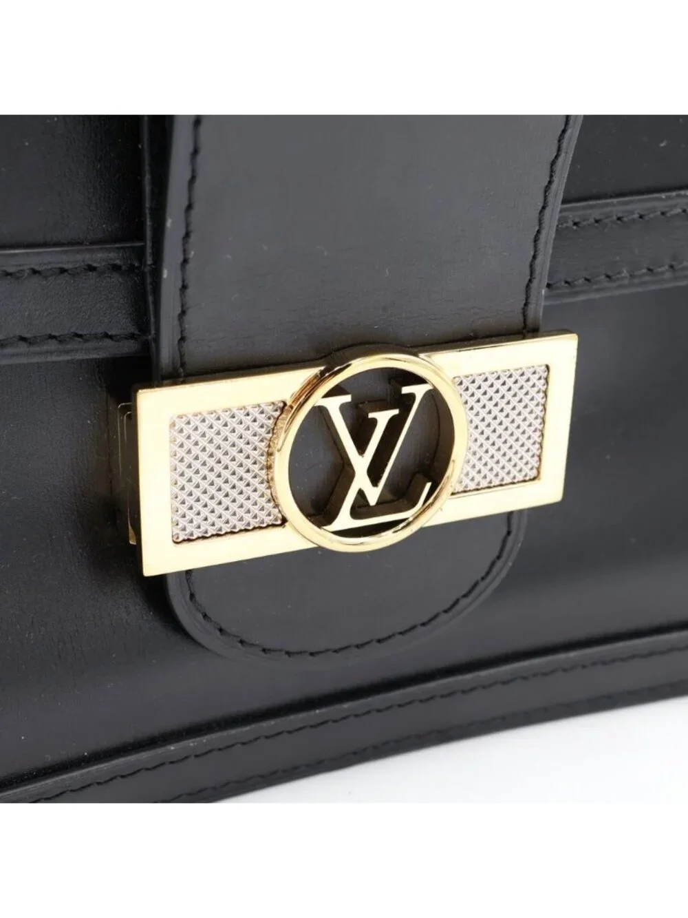 Louis Vuitton LV Rock Dauphine MM Leather Chain Shoulder Bag Gold Black